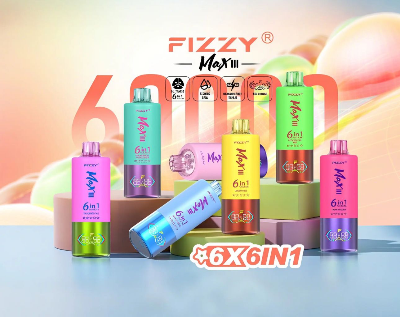 Fizzy Max III 60.000 puffs, 6 in 1